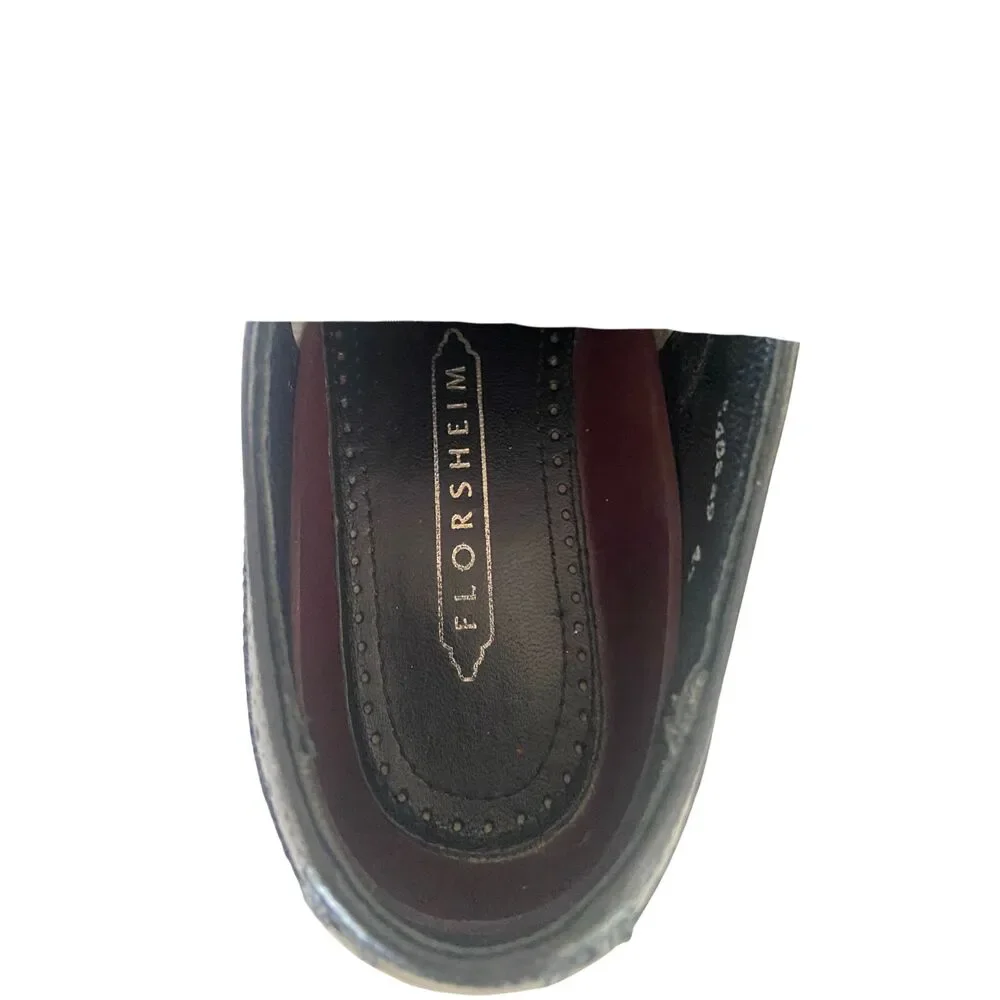 Florsheim VTG Black Pebbled 8D Imperial Wingtip Dress Shoes #20381 Lace Up
